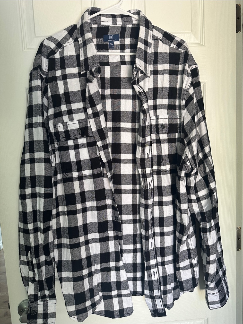 George Black and White Plaid Button-Down Shirt